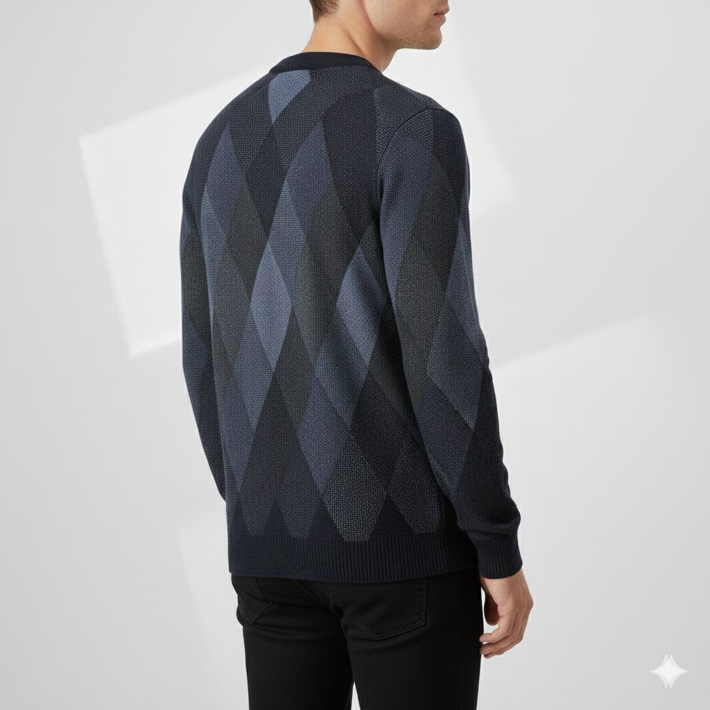Esteban Men's Argyle Crewneck Pullover – Premium Wool-Blend Knit Sweater