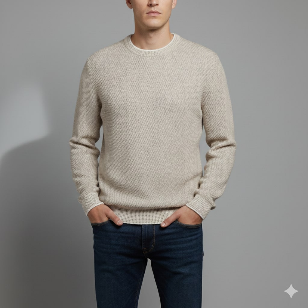 Alvino Men's Ribbed Knit Crewneck Sweater – Soft Pullover