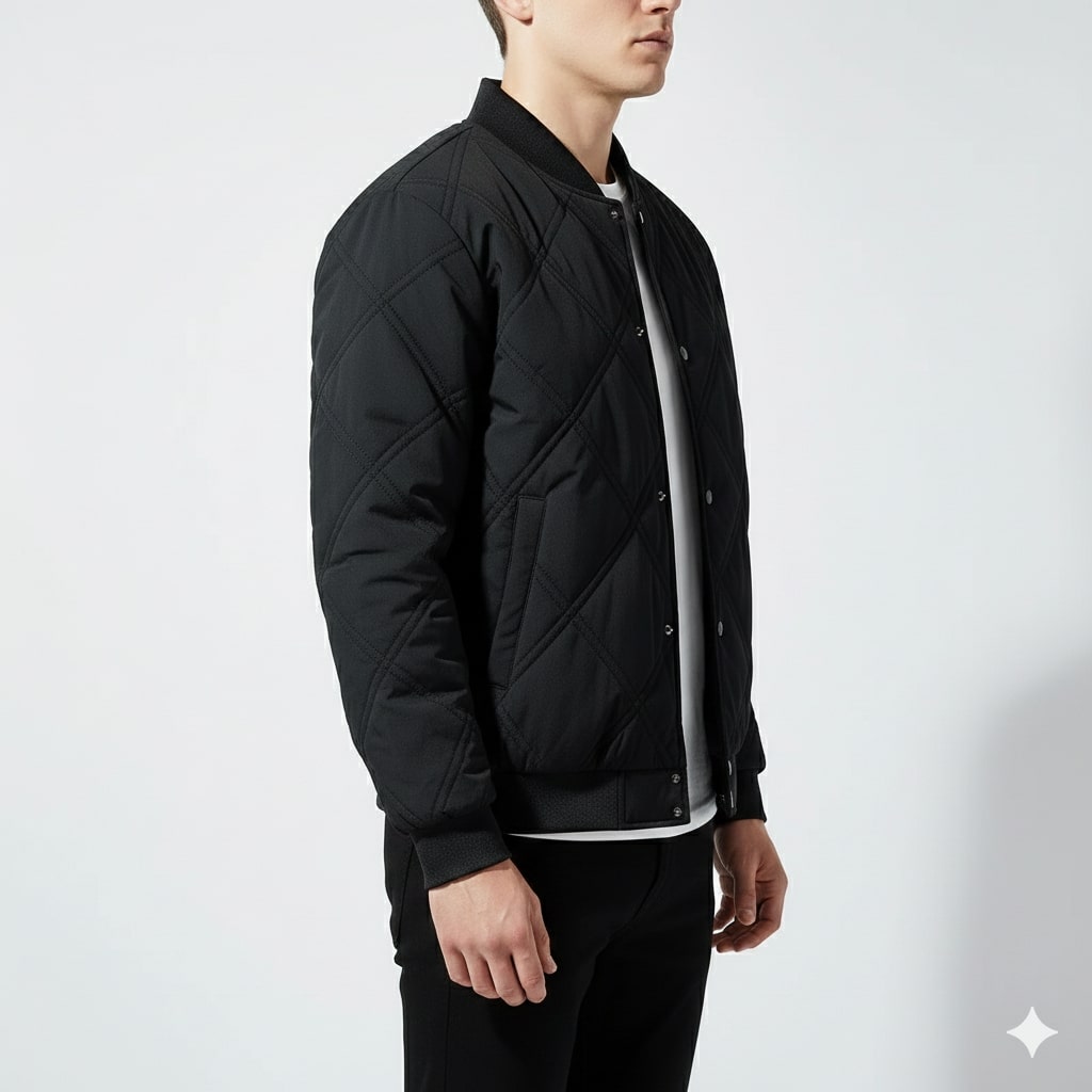 Fernan Men's Quilted Fleece-Lined Lightweight Bomber Jacket for Winter