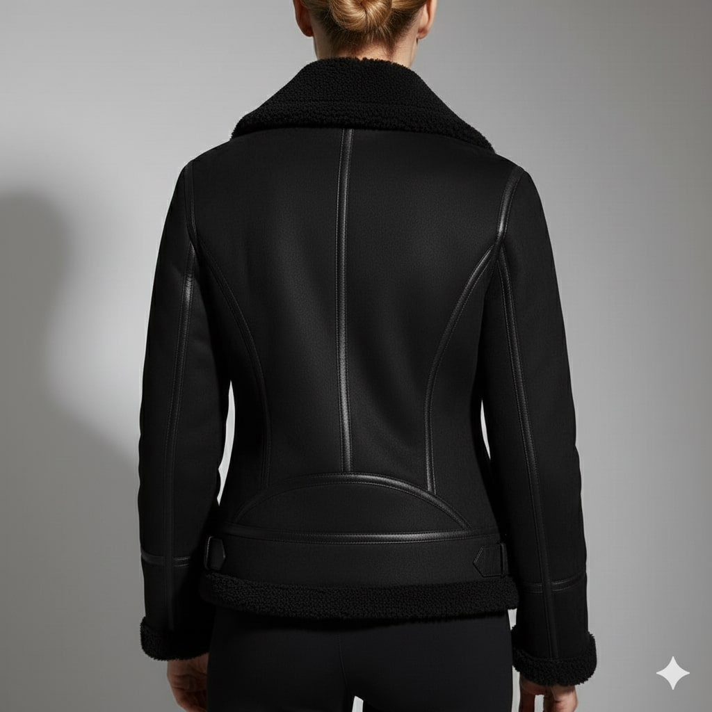 Aubrey Women's Aviator Suede Jacket with Plush Shearling Lining