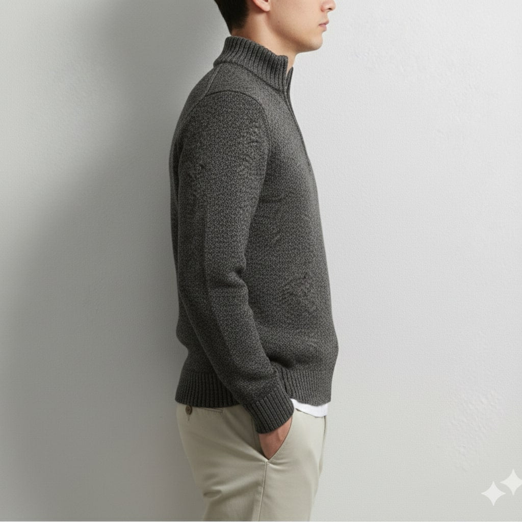 Ashton Men's Cotton Knit Quarter-Zip Pullover Sweater – Ideal for Layered Comfort