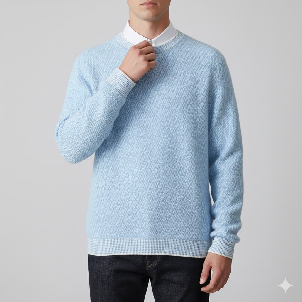 Alvino Men's Ribbed Knit Crewneck Sweater – Soft Pullover