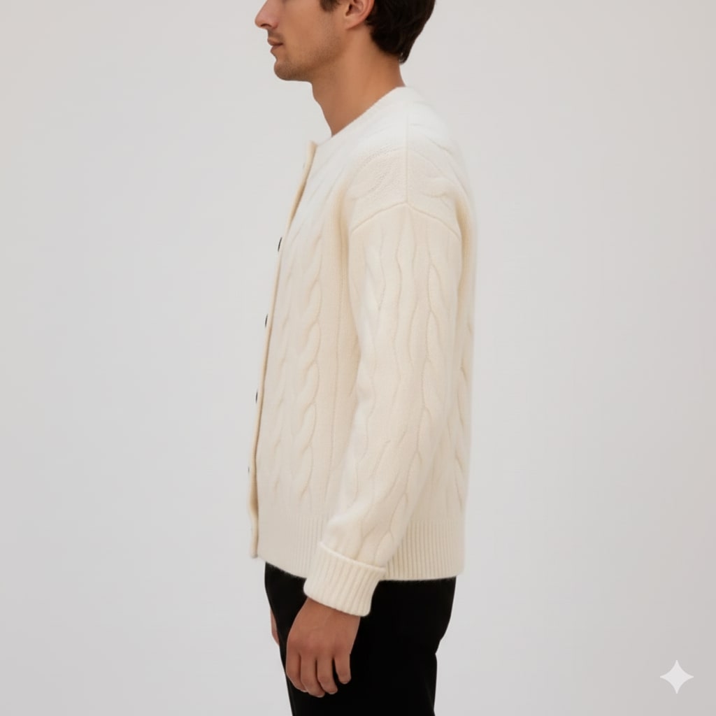 David Men's Cable Knit Cardigan – Classic Button-Up Style