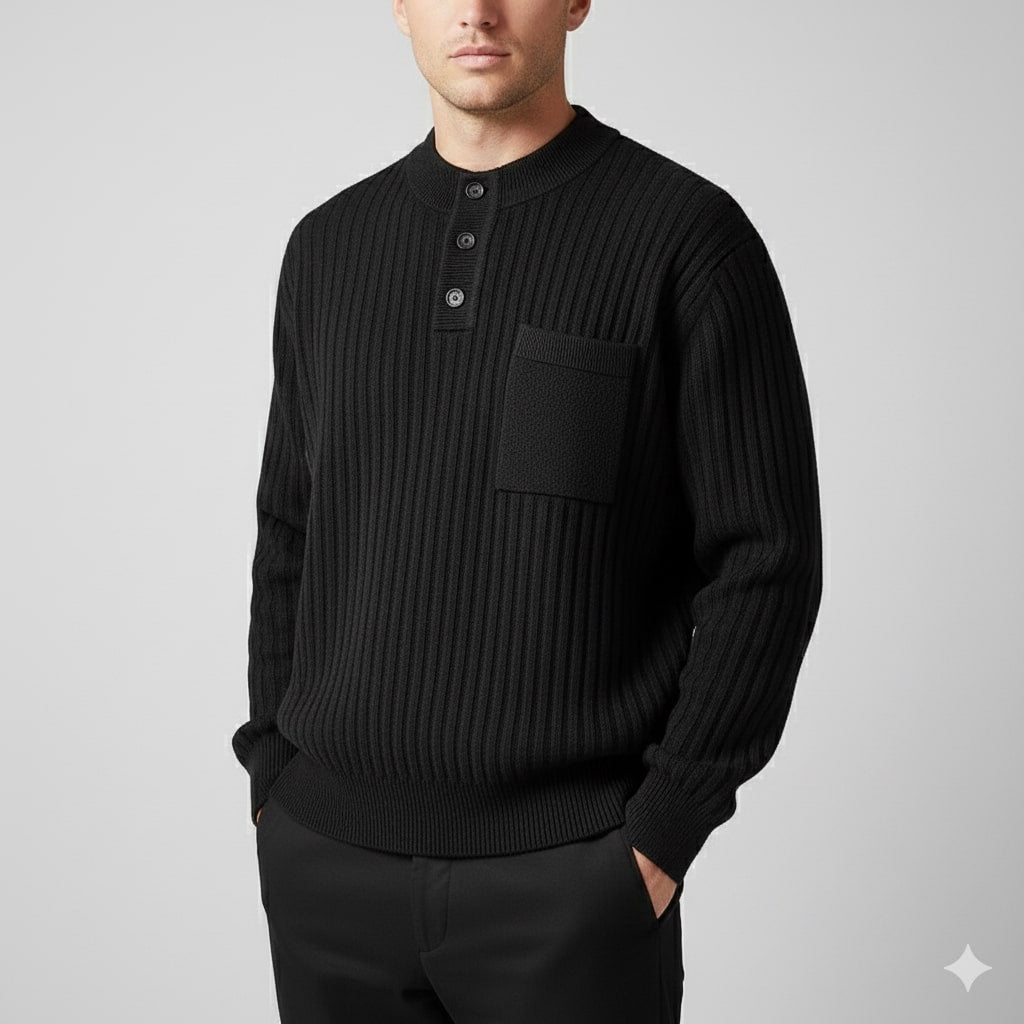 Darian Men's Winter Pullover Sweater – Cozy Thick Ribbed Knit Design