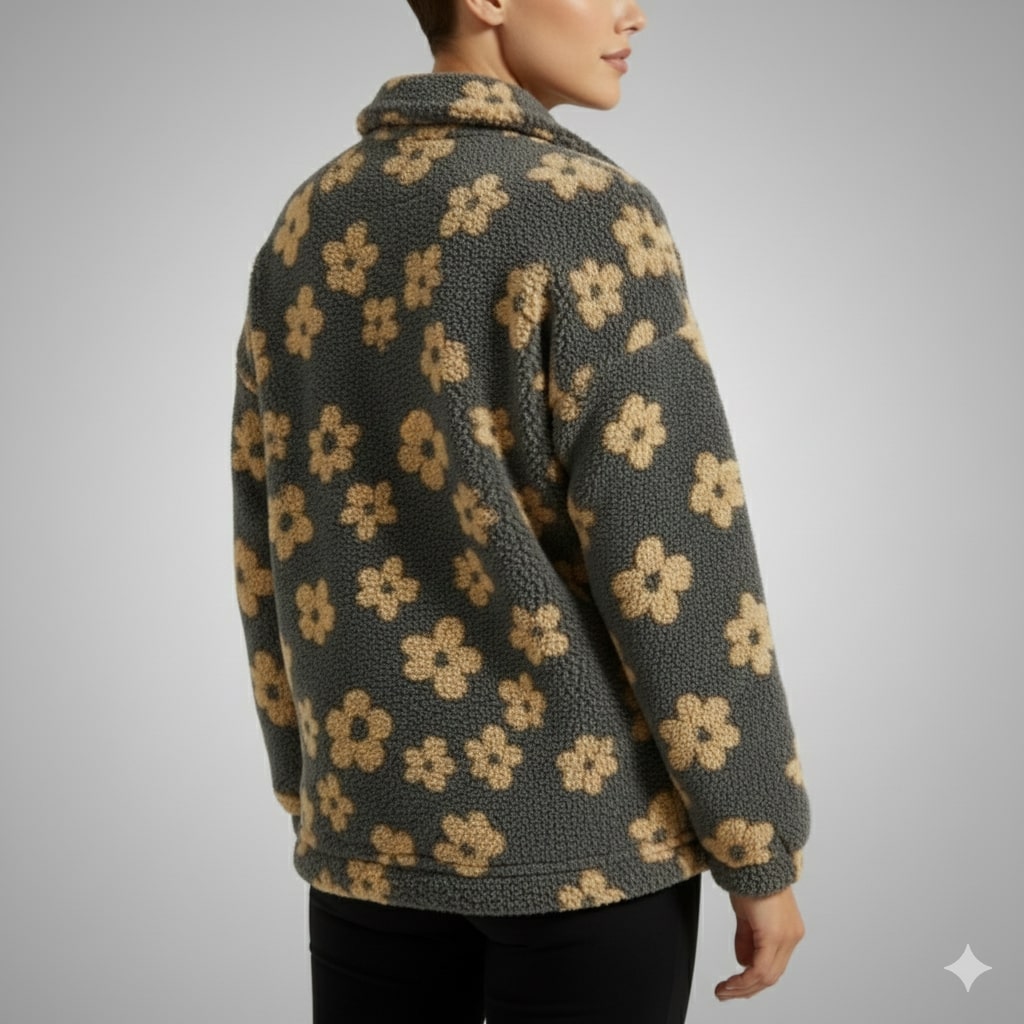 Eliza Women's Oversized Floral Fleece Half-Zip Winter Pullover