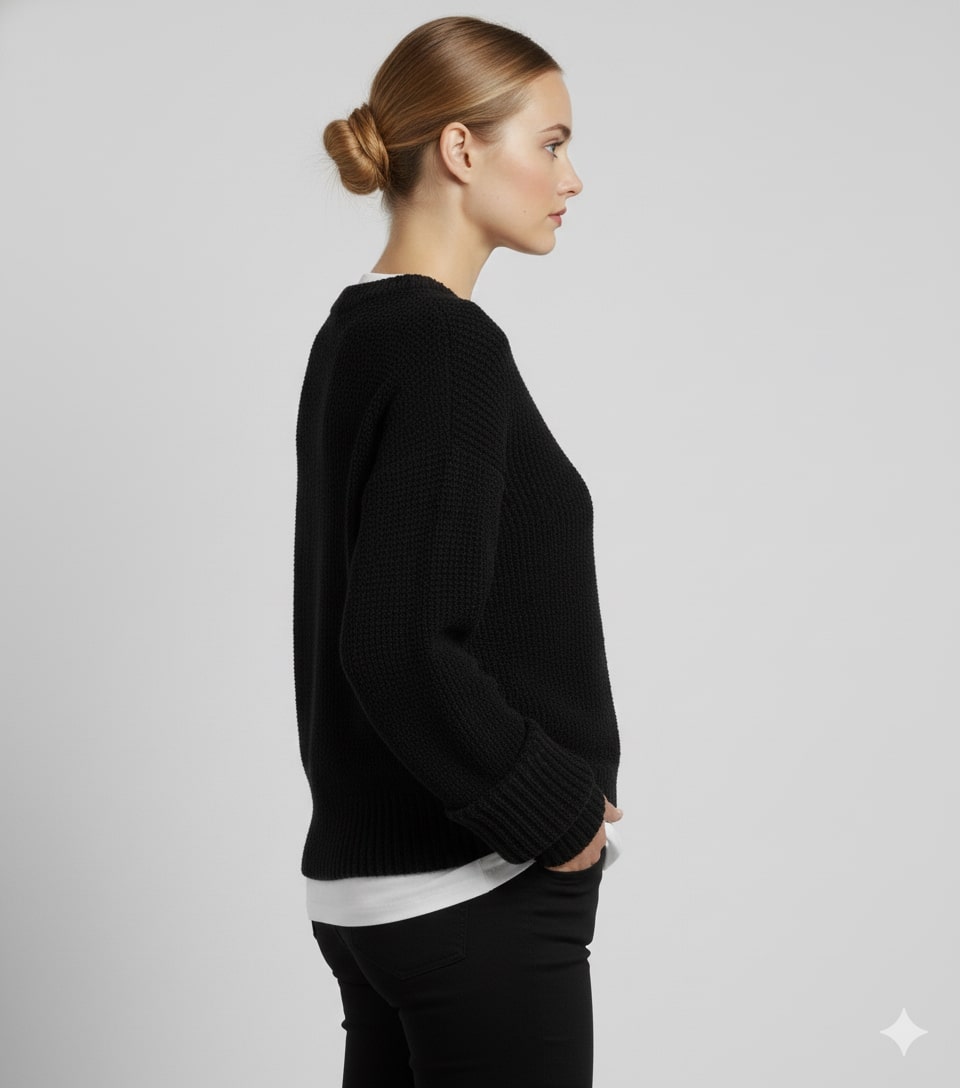 Edna Women's Relaxed-Fit Knit Pullover Sweater with Wide Ribbed Cuffs