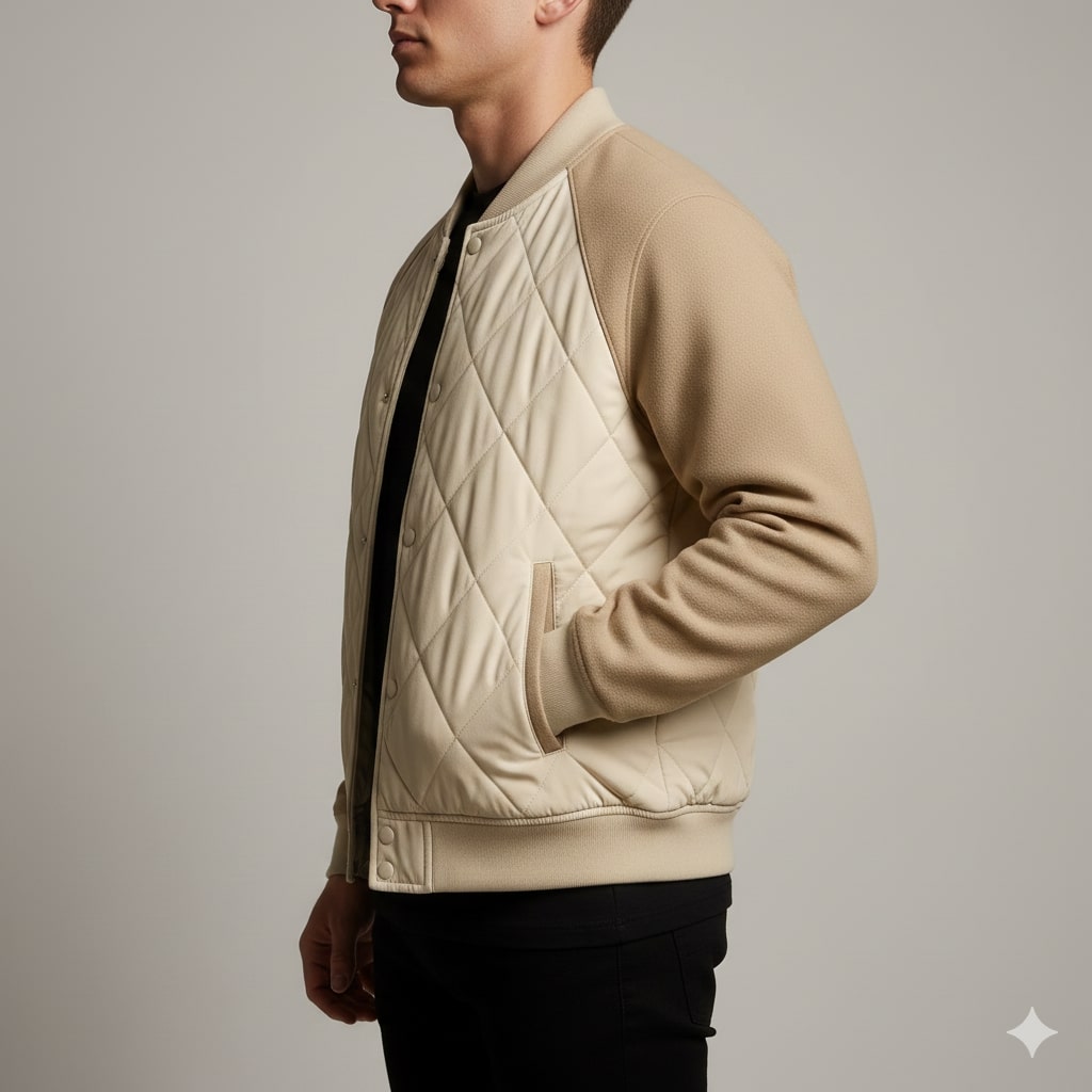 Harrison Men's Insulated Quilted Jacket – Diamond Stitch Cotton Snap Jacket
