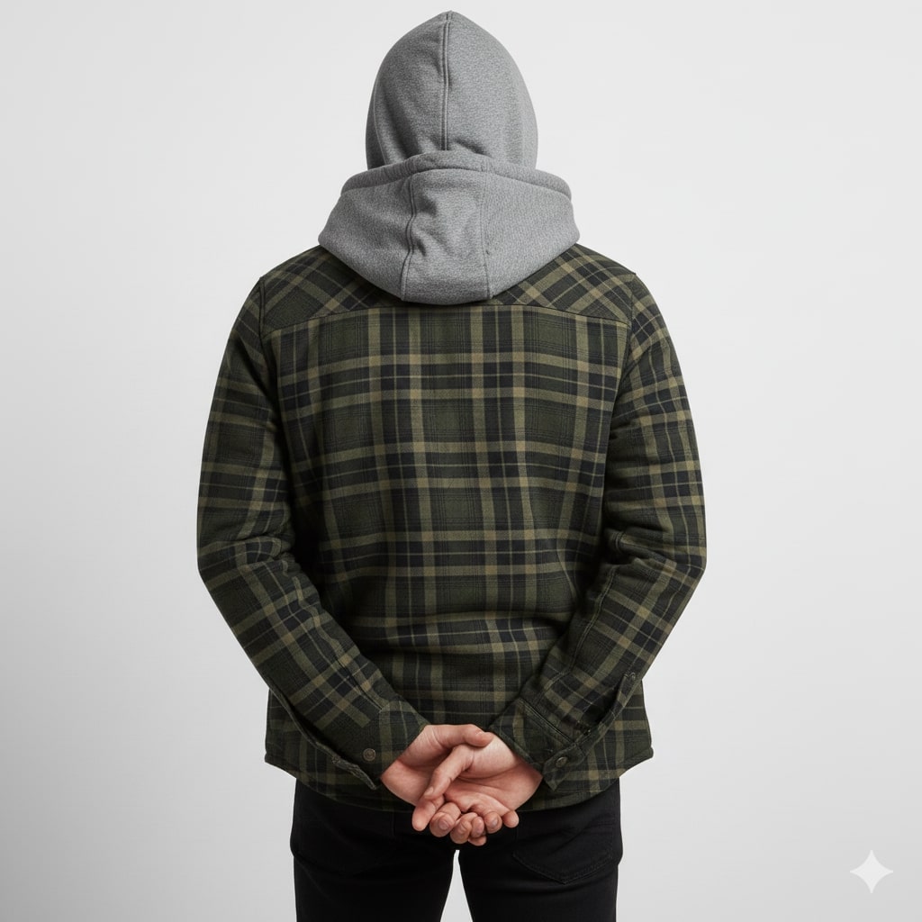 Dante Men's Sherpa-Lined Flannel Hoodie Jacket – Ideal for Winter Wear