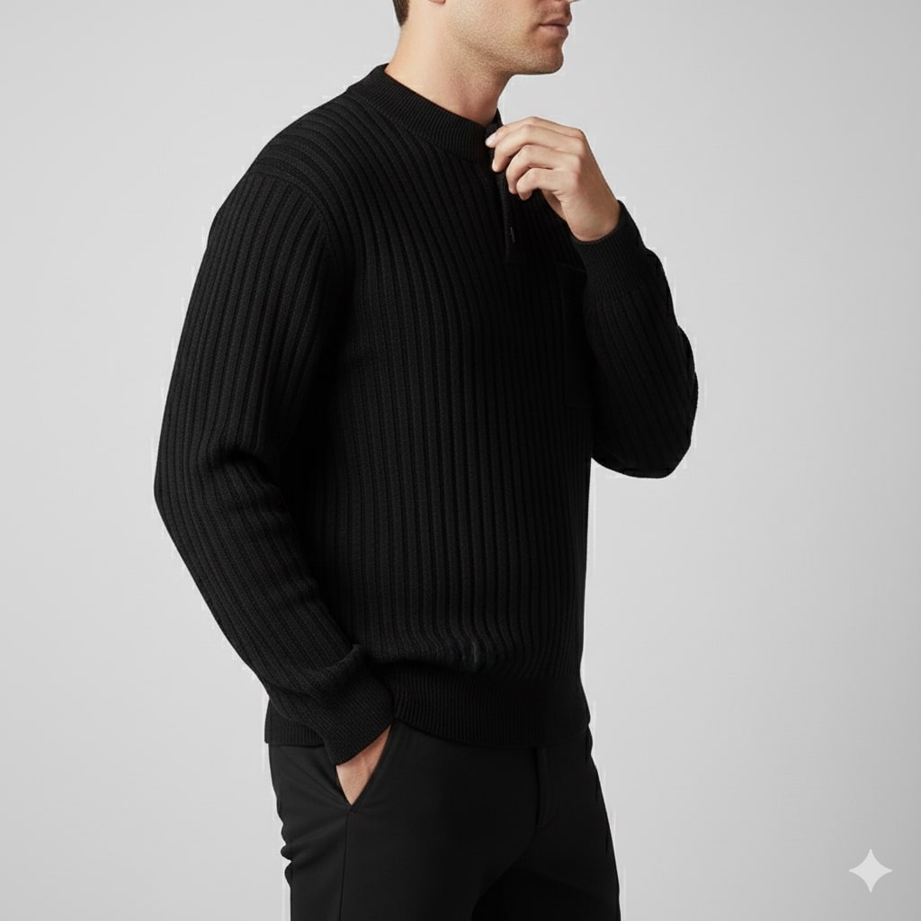 Darian Men's Winter Pullover Sweater – Cozy Thick Ribbed Knit Design