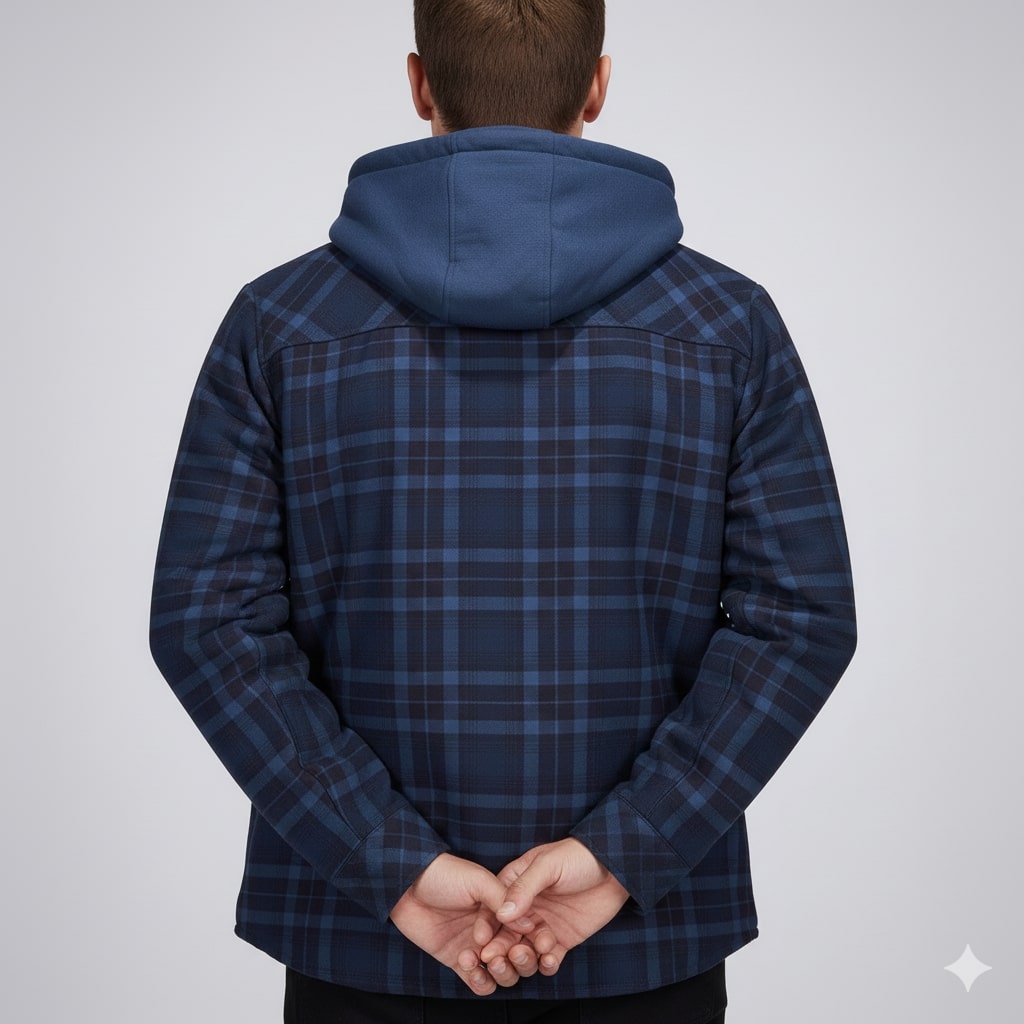 Dante Men's Sherpa-Lined Flannel Hoodie Jacket – Ideal for Winter Wear