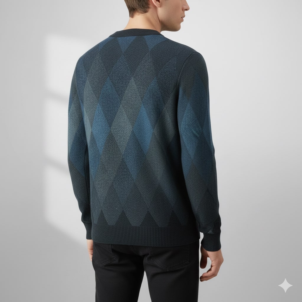 Esteban Men's Argyle Crewneck Pullover – Premium Wool-Blend Knit Sweater