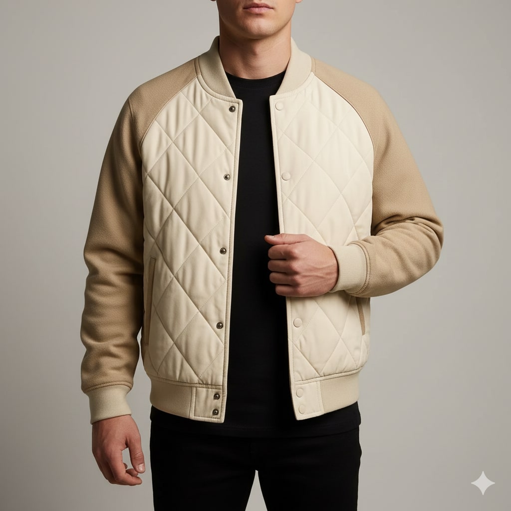 Harrison Men's Insulated Quilted Jacket – Diamond Stitch Cotton Snap Jacket