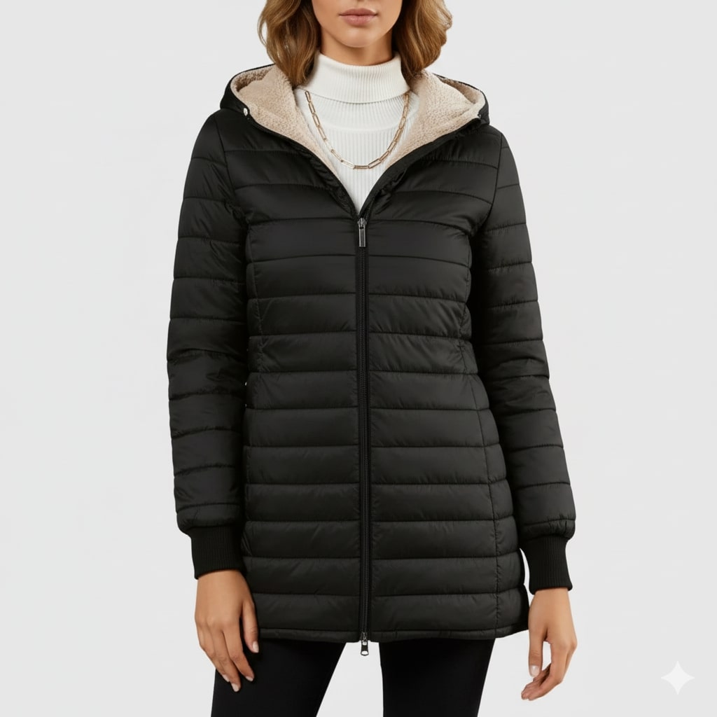 Adelise Women's Long Quilted Puffer Coat – Waterproof Winter Warmth Jacket