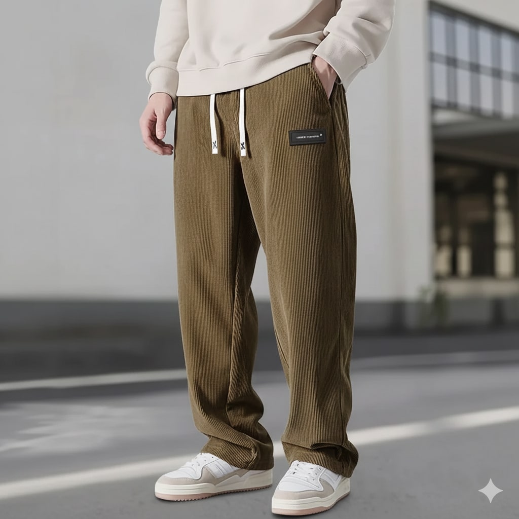 Caleb Men's Corduroy Joggers – Soft Stretch Fabric with Deep Secure Pockets