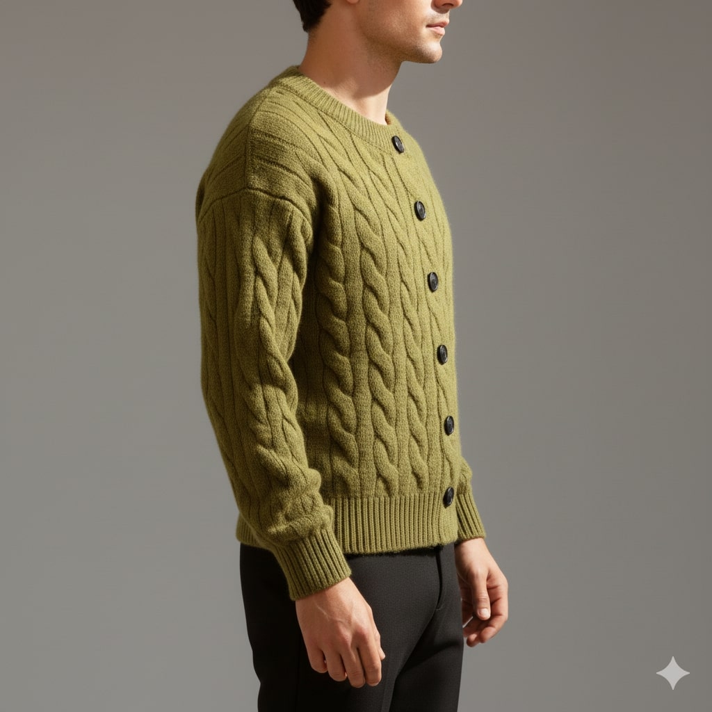 David Men's Cable Knit Cardigan – Classic Button-Up Style