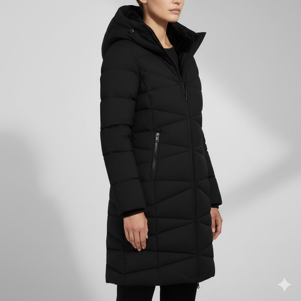 Elana Women's Full-Length Quilted Winter Coat with Hood & Plush Lining
