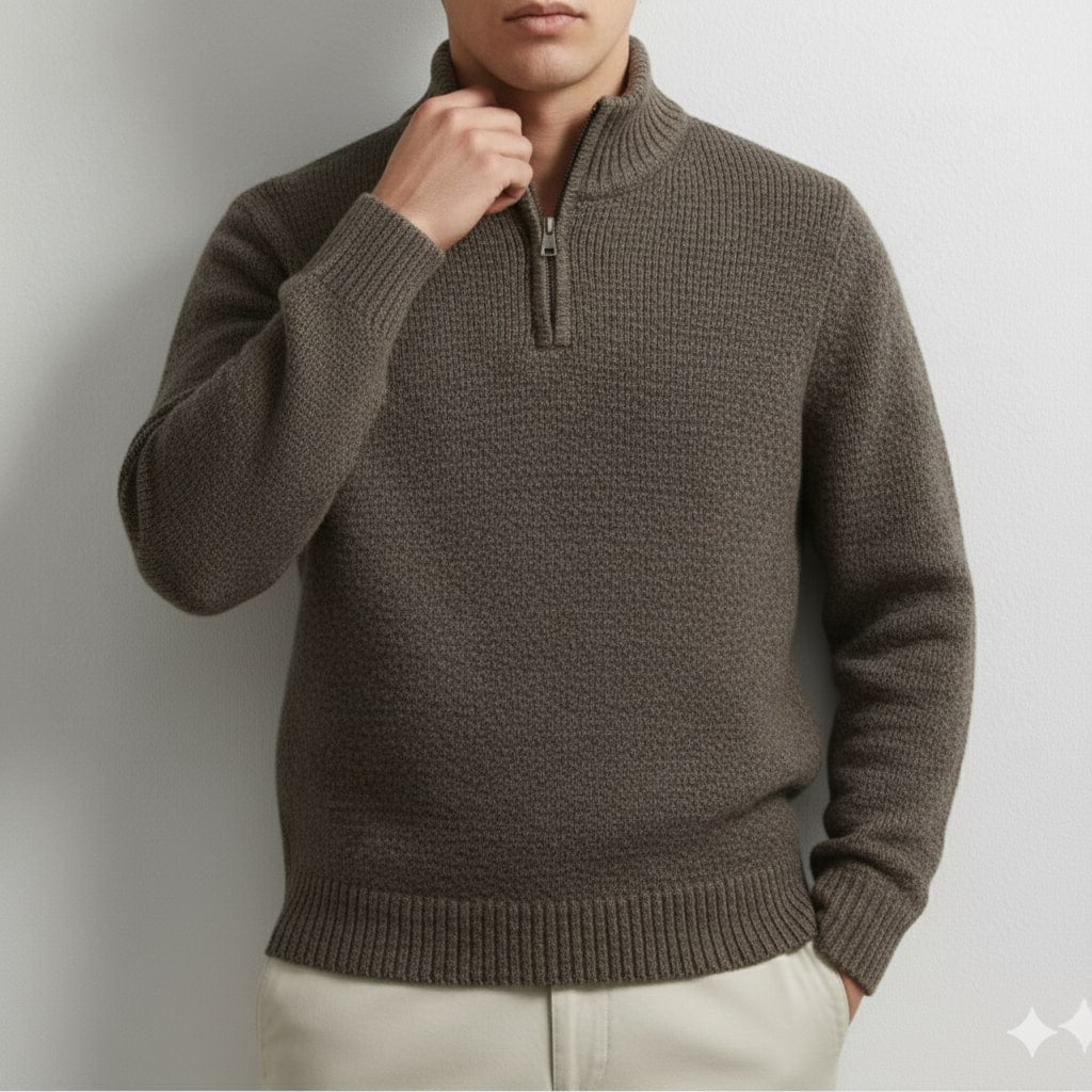 Ashton Men's Cotton Knit Quarter-Zip Pullover Sweater – Ideal for Layered Comfort