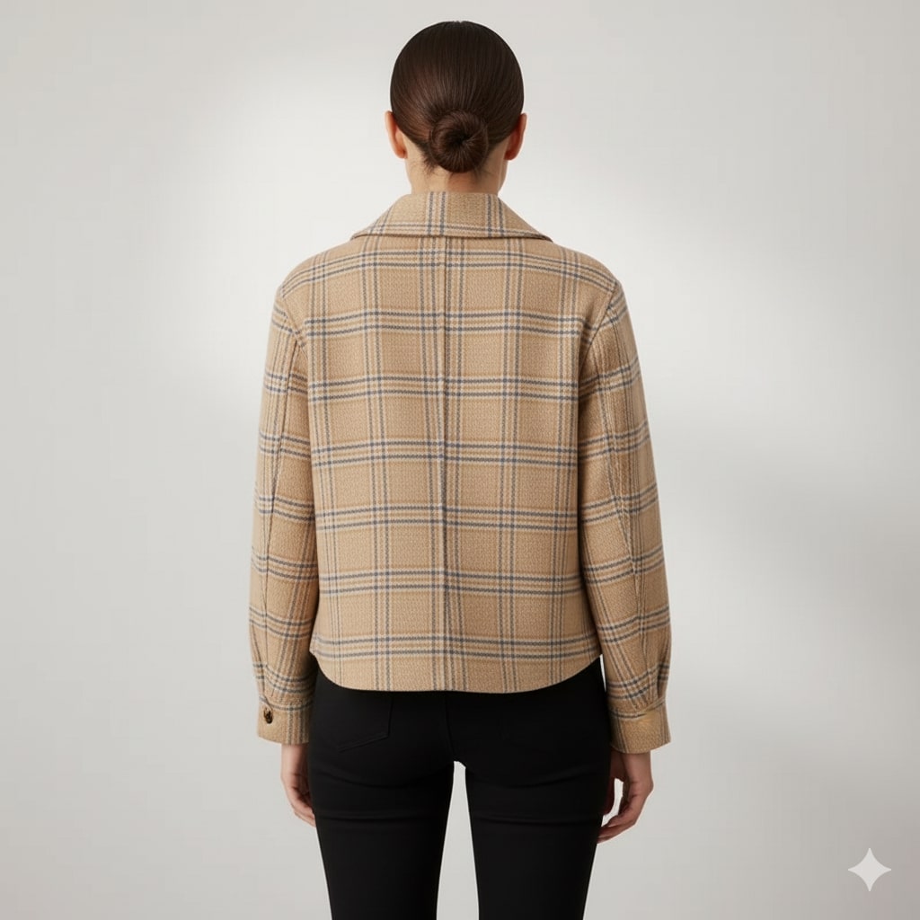 Heaven Women's Cropped Plaid Wool Jacket – Double-Sided Design