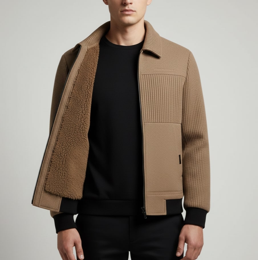 Domenico Men's Textured Weatherproof Fleece Jacket