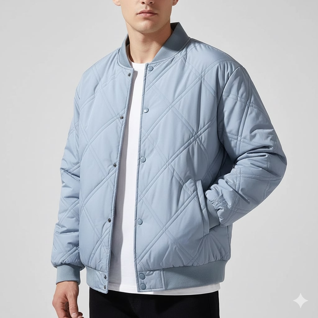 Fernan Men's Quilted Fleece-Lined Lightweight Bomber Jacket for Winter