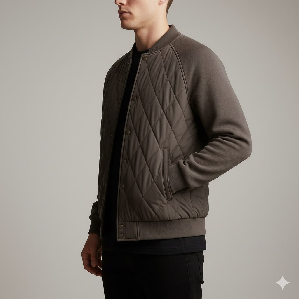 Harrison Men's Insulated Quilted Jacket – Diamond Stitch Cotton Snap Jacket