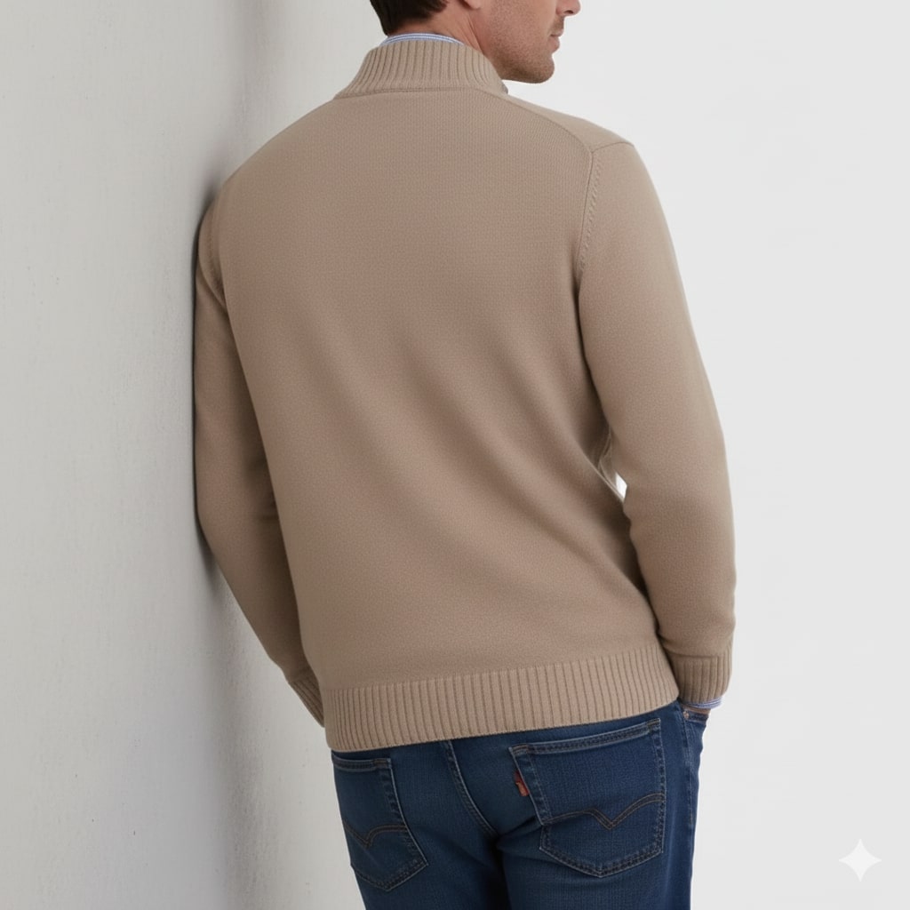 Callum Men's Soft Knit Half-Zip Pullover Sweater with Ribbed Accents & Tailored Fit