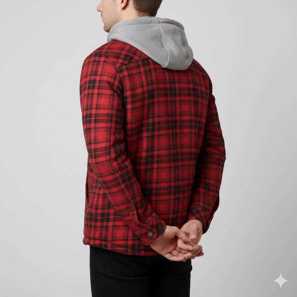 Dante Men's Sherpa-Lined Flannel Hoodie Jacket – Ideal for Winter Wear