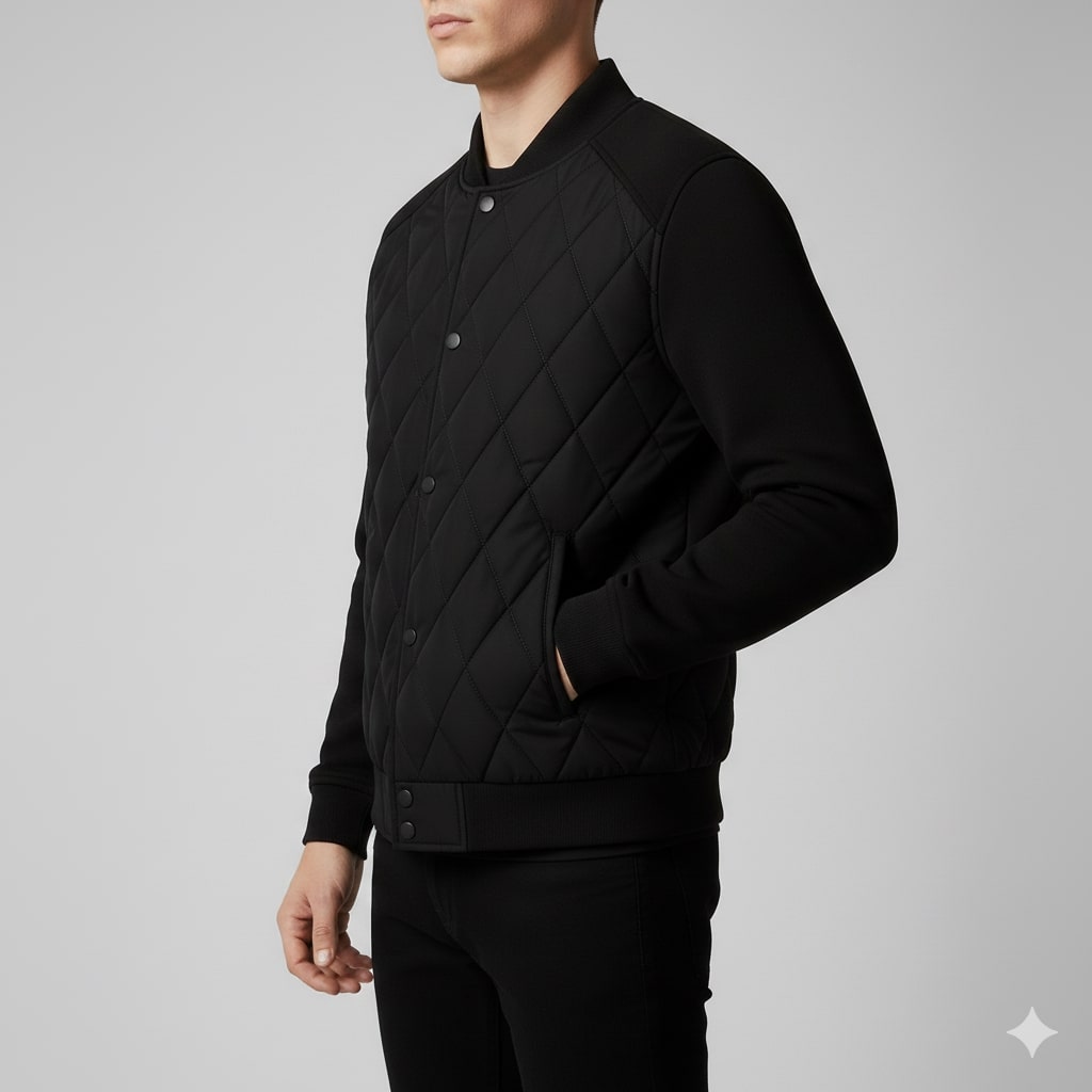 Harrison Men's Insulated Quilted Jacket – Diamond Stitch Cotton Snap Jacket
