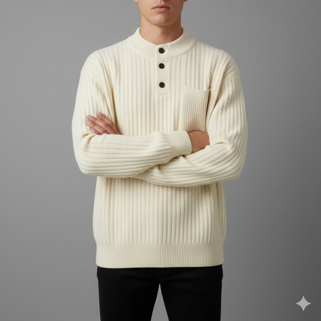 Darian Men's Winter Pullover Sweater – Cozy Thick Ribbed Knit Design