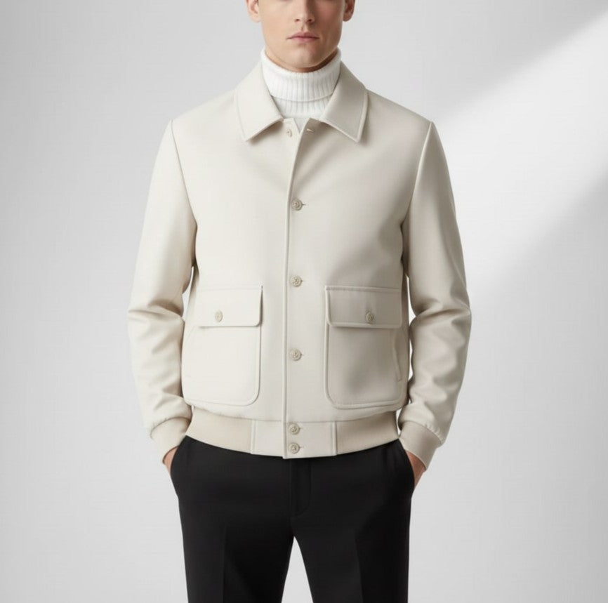 Brando Men's Suede Leather Bomber Jacket with Cozy Sherpa Lining
