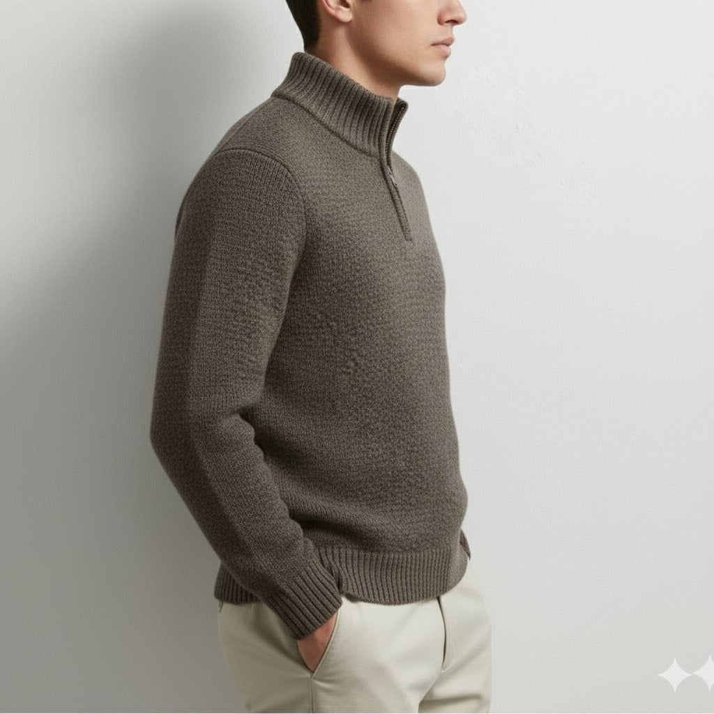 Ashton Men's Cotton Knit Quarter-Zip Pullover Sweater – Ideal for Layered Comfort