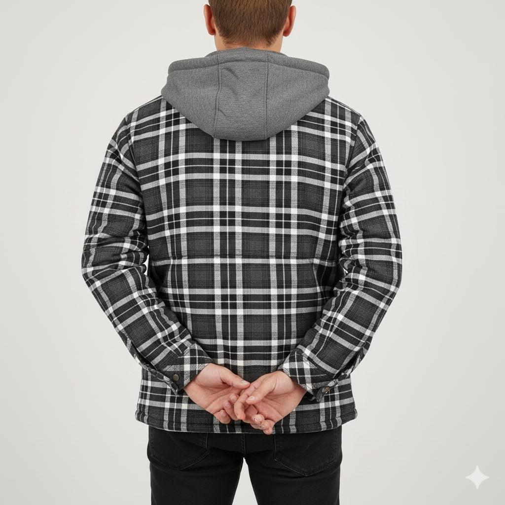 Dante Men's Sherpa-Lined Flannel Hoodie Jacket – Ideal for Winter Wear