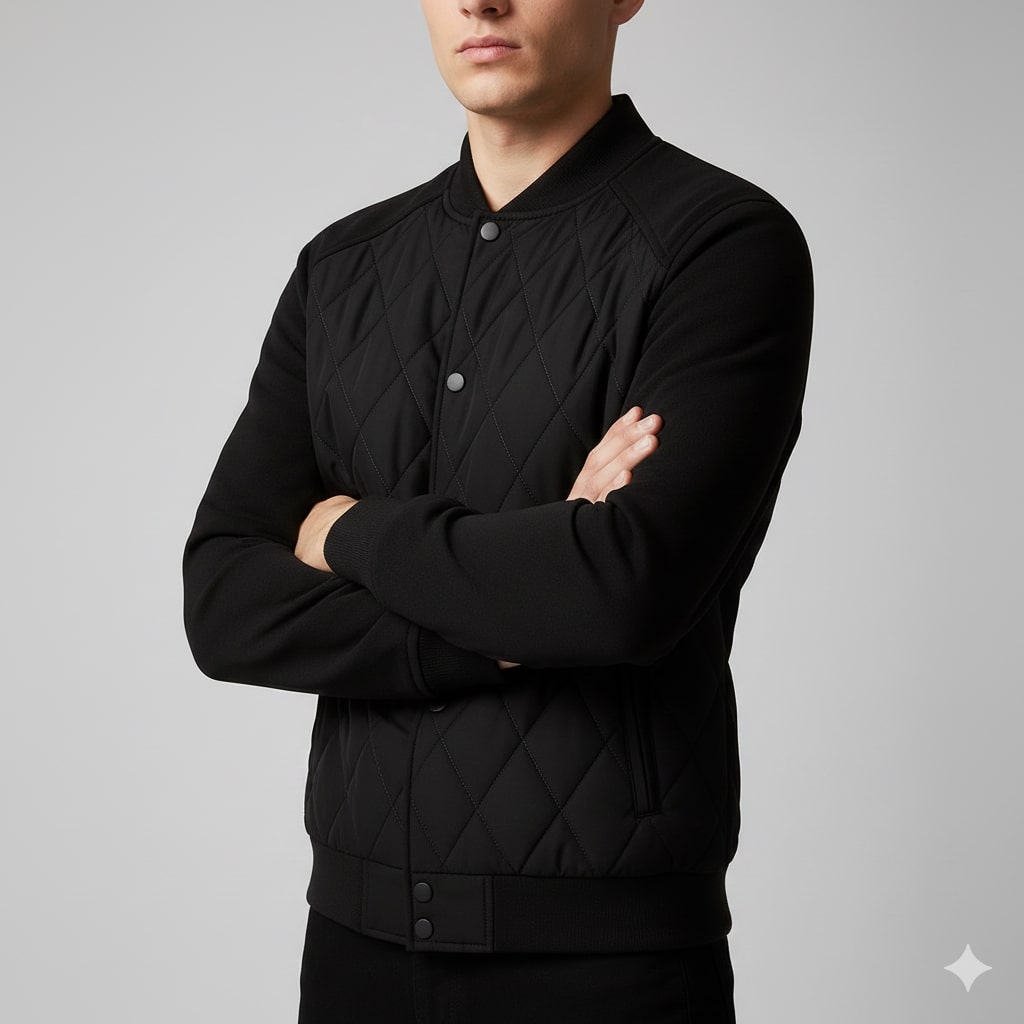 Harrison Men's Insulated Quilted Jacket – Diamond Stitch Cotton Snap Jacket