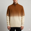 Akhie Men's Wool Quarter-Zip Sweater – Tailored Fit Gradient Ombre Pullover