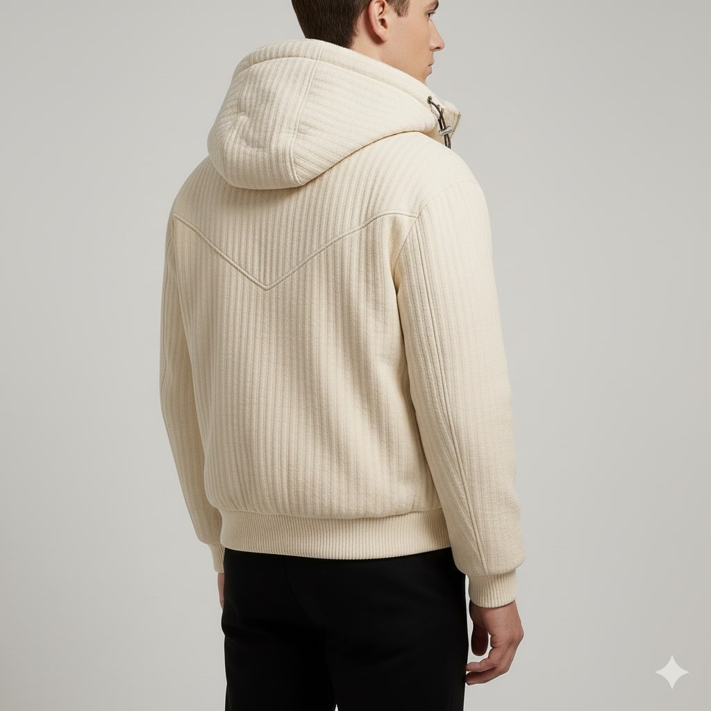 Eric Men's Quilted Sherpa Hoodie – Heavyweight Fleece-Lined Zip-Up Jacket