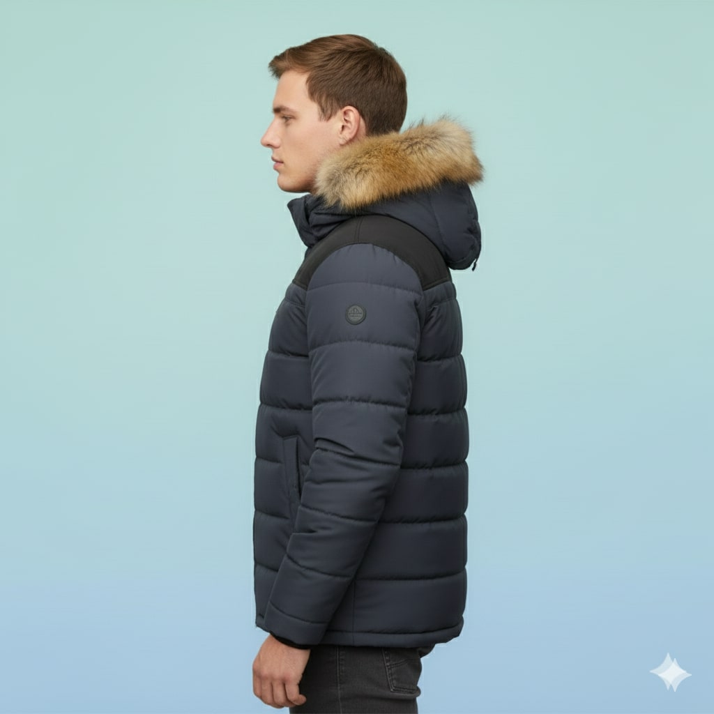 Harlan Men's Winter Coat – Hooded Jacket with Thick Fleece Lining and Cotton Shell