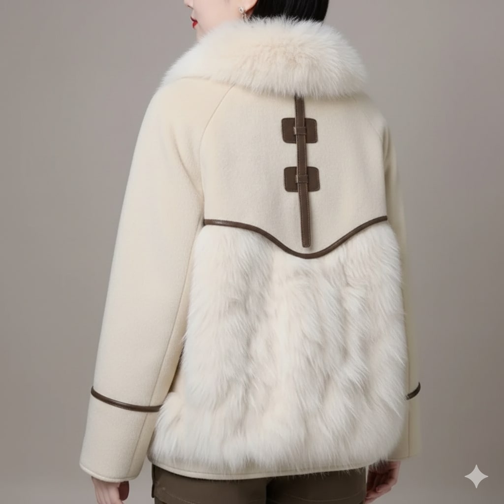 Almana Women's Luxurious Plush Fur Winter Coat with Toggle Closure