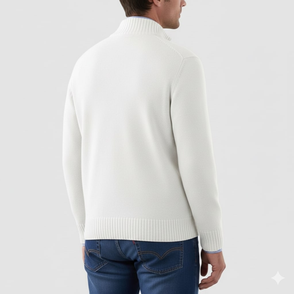 Callum Men's Soft Knit Half-Zip Pullover Sweater with Ribbed Accents & Tailored Fit