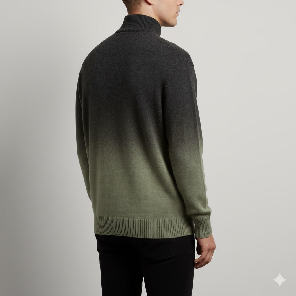 Akhie Men's Wool Quarter-Zip Sweater – Tailored Fit Gradient Ombre Pullover