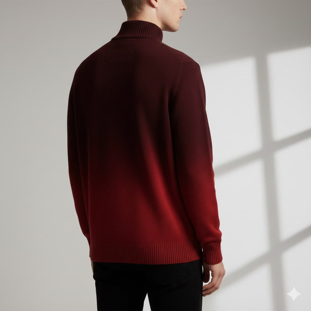 Akhie Men's Wool Quarter-Zip Sweater – Tailored Fit Gradient Ombre Pullover