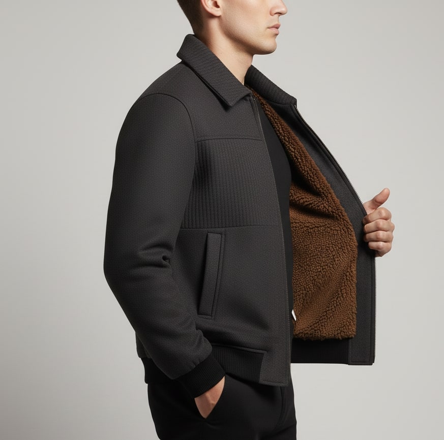 Domenico Men's Textured Weatherproof Fleece Jacket