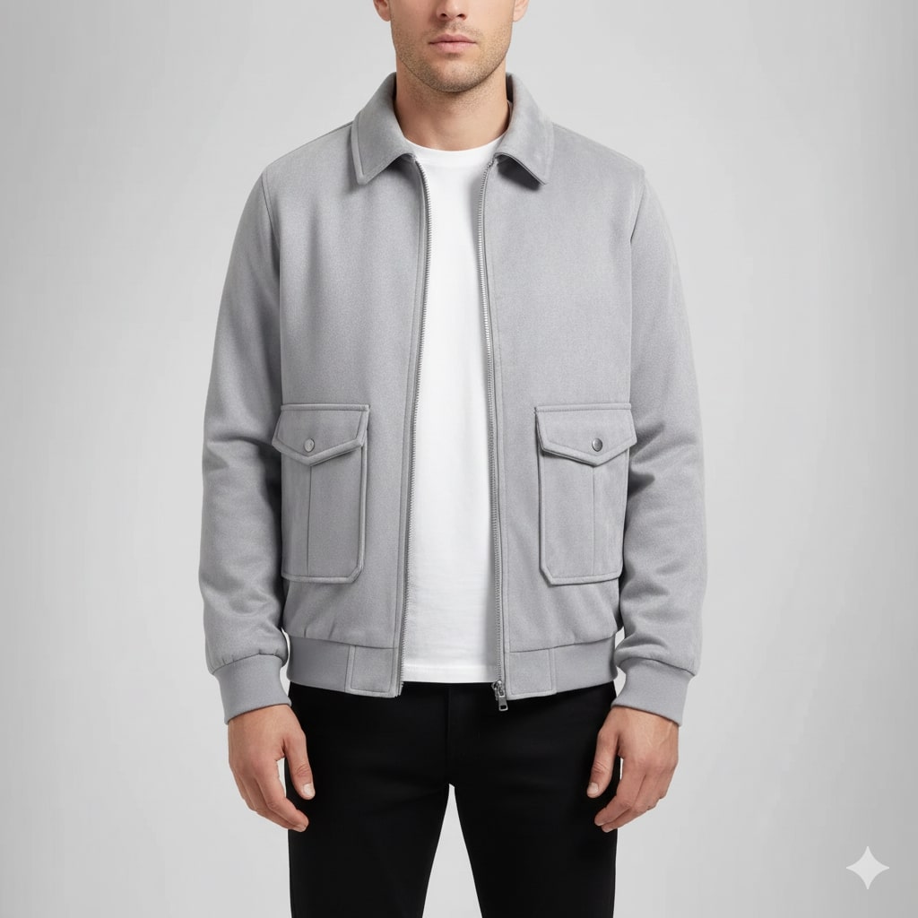 Brando Men's Suede Leather Bomber Jacket with Cozy Sherpa Lining