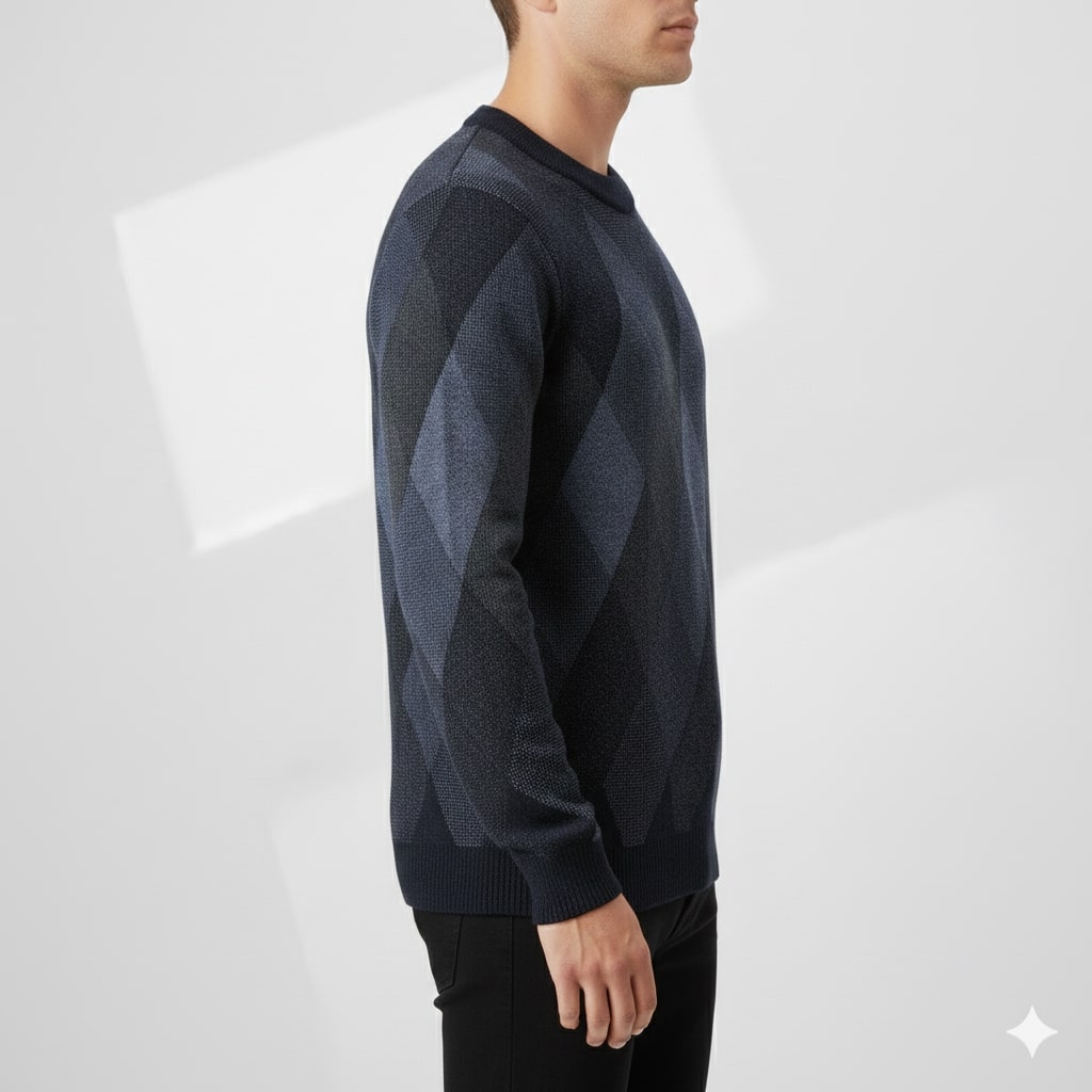 Esteban Men's Argyle Crewneck Pullover – Premium Wool-Blend Knit Sweater