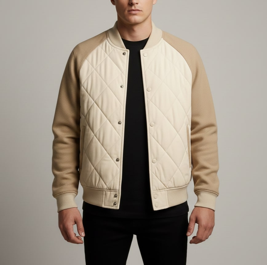 Harrison Men's Insulated Quilted Jacket – Diamond Stitch Cotton Snap Jacket