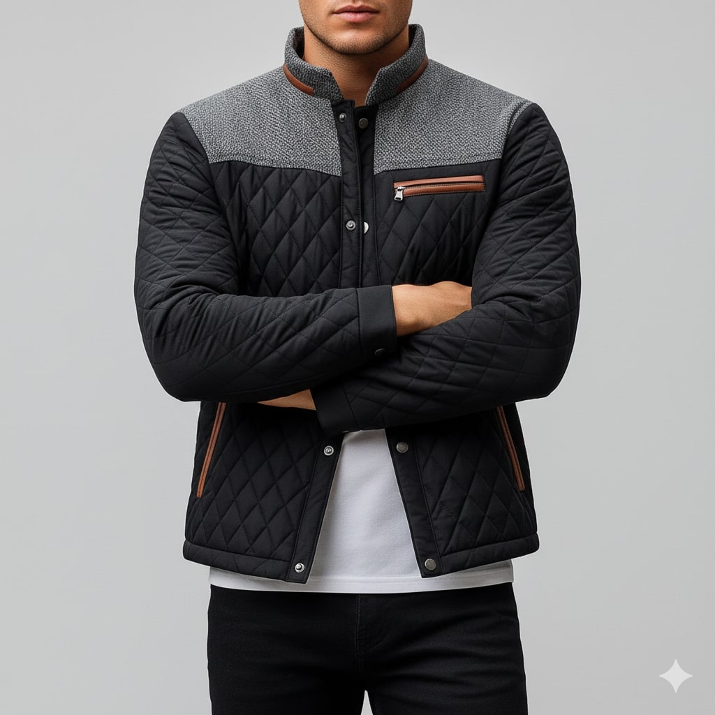 Adriano Men's Lightweight Quilted Puffer Zip-Up Jacket