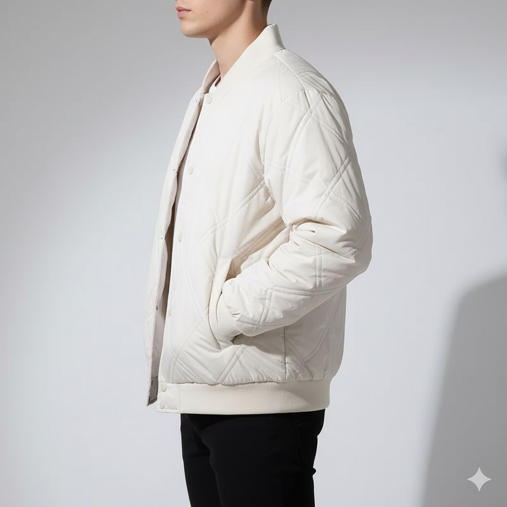 Fernan Men's Quilted Fleece-Lined Lightweight Bomber Jacket for Winter