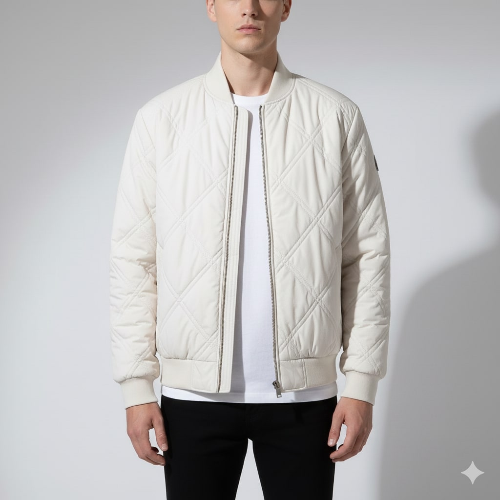 Fernan Men's Quilted Fleece-Lined Lightweight Bomber Jacket for Winter