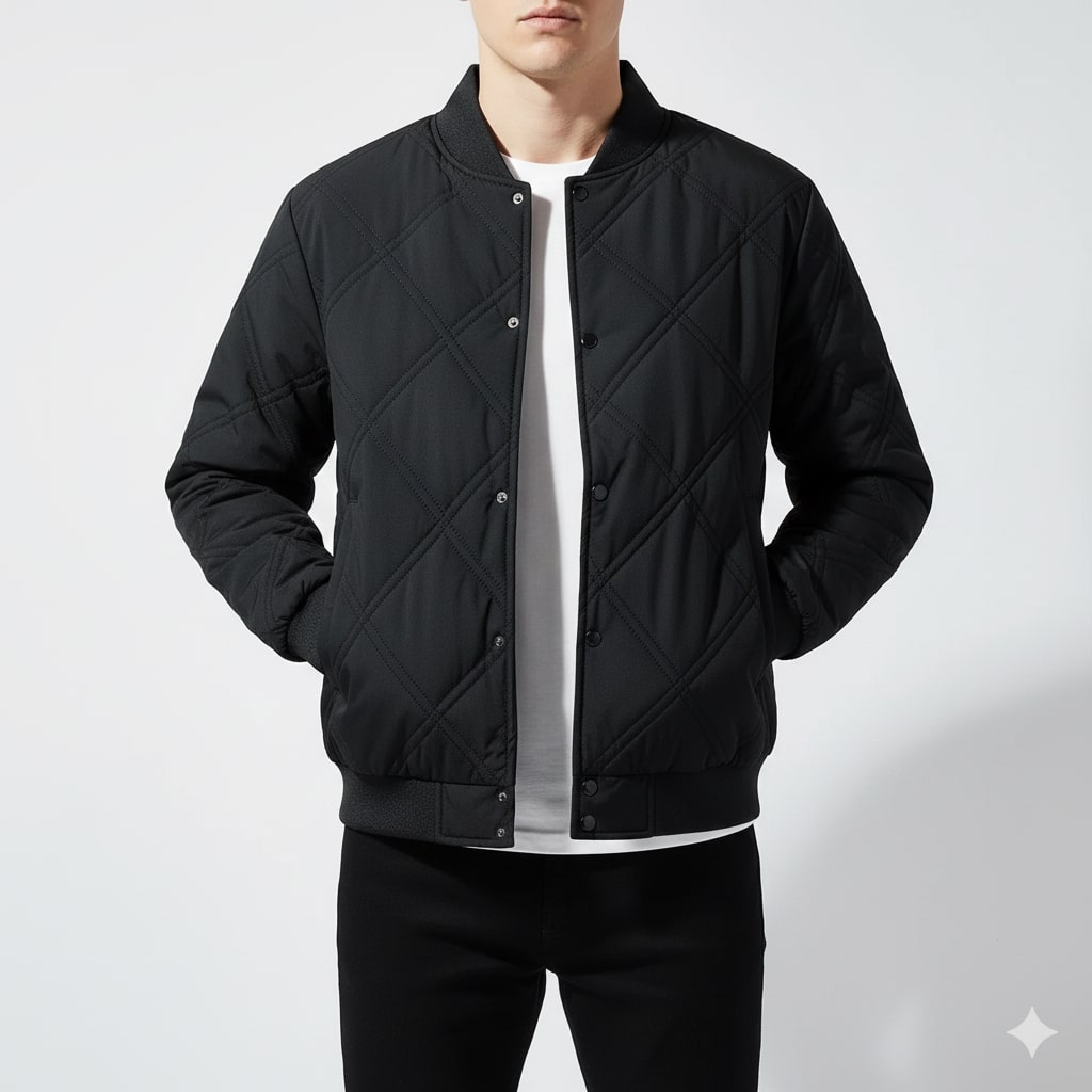 Fernan Men's Quilted Fleece-Lined Lightweight Bomber Jacket for Winter