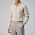 Darwin Men's Wool-Blend Cable Knit Polo Sweater – Tailored Modern Fit Pullover