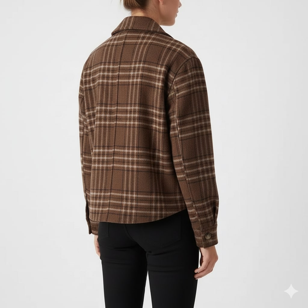 Heaven Women's Cropped Plaid Wool Jacket – Double-Sided Design
